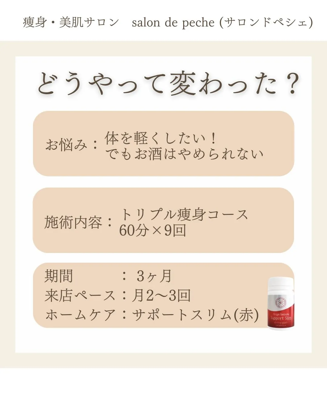 トリプル痩身コース＊9回の変化【広島市/ダイエット/エステ】