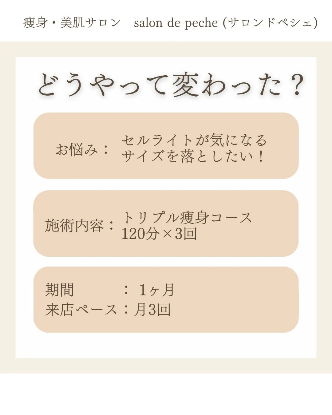 30代＊トリプル痩身コース3回の変化【広島市/エステ/ダイエ...